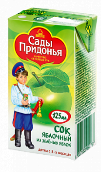 Сок Сады Придонья Зеленое Яблоко осветленный с 4-х мес т/п 125мл