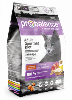 Корм сухой для кошек Пробаланс Говядина/Ягненок 400г