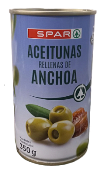 Оливки зеленые с анчоусами SPAR 350г ж/б