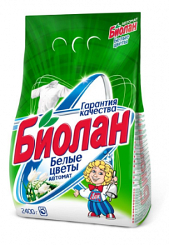 Порошок стиральный Биолан автомат Белые цветы 2,4кг