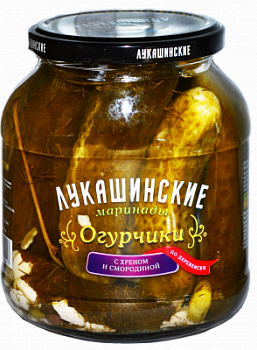 Огурчики по-деревенски с хреном и смород Лукашинские 670г