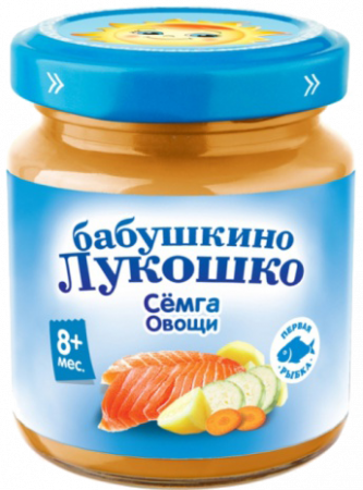 Пюре Бабушкино Лукошко Семга/Овощи с 8мес ст/б 100г