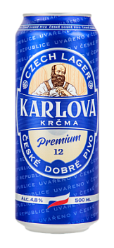 Пиво светлое Карлова Корчма Премиум 0,5л 4,8% ж/б