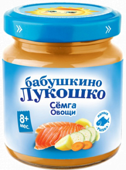 Пюре Бабушкино Лукошко Семга/Овощи с 8мес ст/б 100г