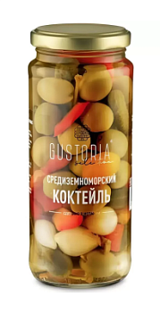 Коктейль средиземн оливки/овощи Густория 340г ст/б