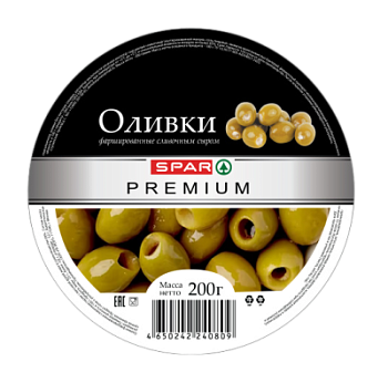 Оливки фаршированные сливочным сыром SPAR PREMIUM 200г