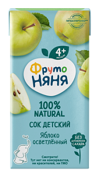 Сок ФрутоНяня Яблоко осветленный гипоаллергенный с 4-х мес т/п 200мл
