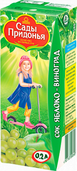 Сок Сады Придонья Яблоко/Виноград с 6 мес т/п 200мл