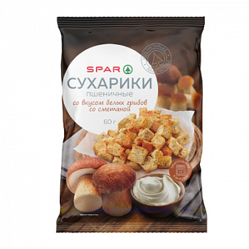Сухарики пшеничные SPAR Белые грибы/Сметана 60г