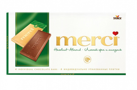 Шоколад Мерси молочный Лесной орех/Миндаль 100г