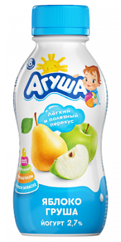 Йогурт питьевой Агуша Яблоко/Груша с 8 мес 2.7% 180г БЗМЖ