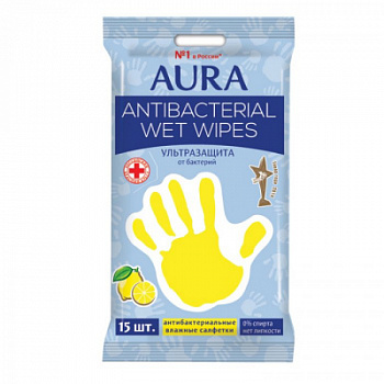 Салфетки влаж Аура А15 Лимон/Ромашка антибактериальные