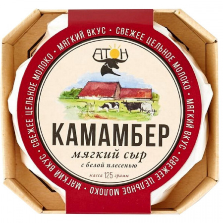Сыр с белой плесенью Камамбер Атон 125г БЗМЖ