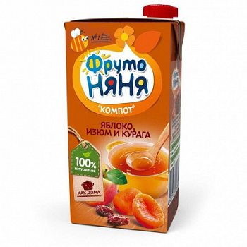 Компот ФрутоНяня Яблоко/Изюм/Курага с 6 мес т/п 200мл