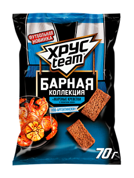 Сухарики ржано-пшеничные Хрустим Барная коллекция Жареные креветки в чесночном соусе 70г