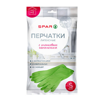 Перчатки латексные SPAR Хлопковое напыление (S)