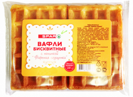 Вафли Бисквитные SPAR с Вареной Сгущенкой 130г