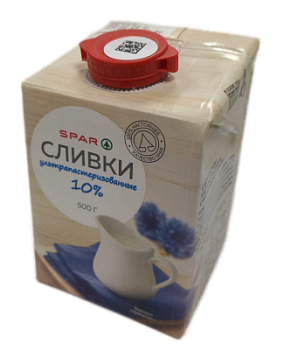 Сливки ультрапастеризованные SPAR 10% т/п 500г БЗМЖ