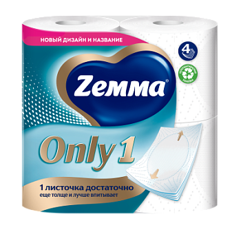 Бумага туалетная Земма 4-сл 4 рул Онли 1