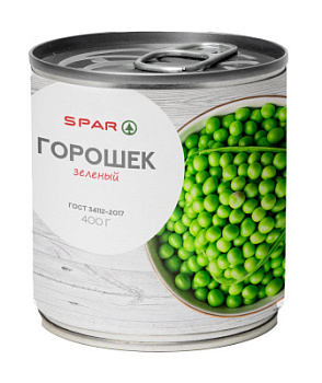 Горошек зеленый SPAR 400г ж/б ключ