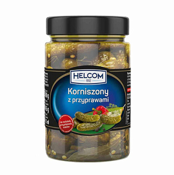 Корнишоны маринованные со специями Хелком 300г ст/б