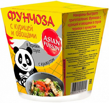Фунчоза Asian Fusion курица/овощами в соусе Терияки 68г