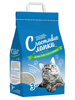 Наполнитель для кошачьего туалета Счастливые лапки 3кг