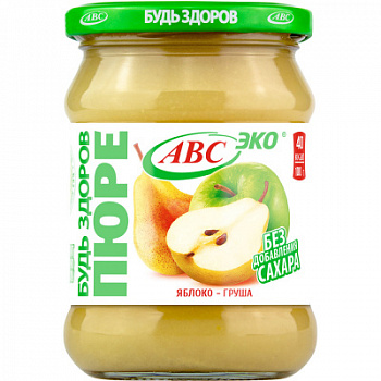 Пюре фруктовое АВС Яблочно-грушевое без сахара 450г