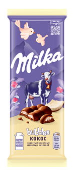 Шоколад Милка Баблс молочный пористый c кокос начинкой 87г