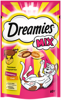 Лакомство для кошек Дримис Микс подушечки Говядина/Сыр 60г