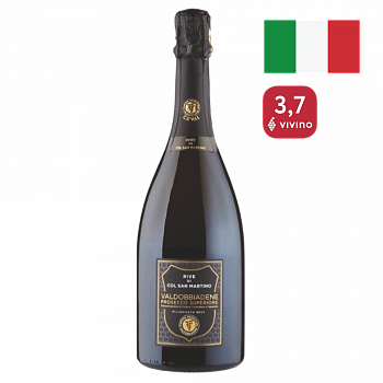 Вино игристое Риве Ди Коль Сан Мартино Вальдоббьядене Просекко Супириоре Докг Миллезимато бел брют 0,75л 11,5%