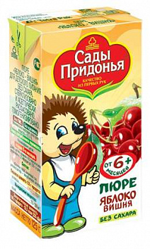 Пюре Сады Придонья Яблоко/Вишня с 6мес т/п 125г