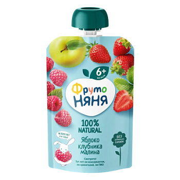 Пюре ФрутоНяня Яблоко/Клубника/Малина с 6мес д/п 90г