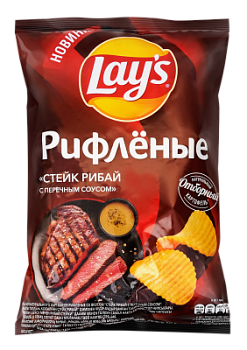 Чипсы Лейз Рифленые Стейк Рибай с перечным соусом 140г