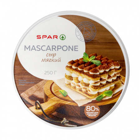 Сыр Маскарпоне SPAR 80% пл/банка 250г БЗМЖ