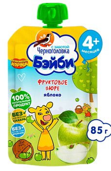 Пюре Черноголовка Бейби Яблоко/Груша/Персик с 5мес д/п 85г