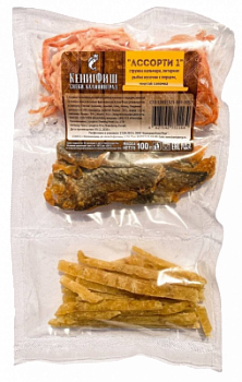 Ассорти мини №1 Янтарная рыбка кусочки Стружка кальмара 70г