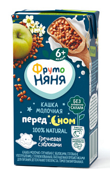 Каша молочная ФрутоНяня гречневая Яблоко с 6мес т/п 0,2л БЗМЖ