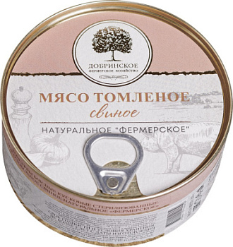 Мясо Свиное томленое Добринское ФХ натуральное фермерское 325г ж/б