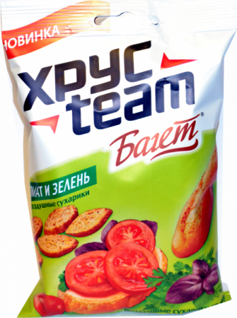 Сухарики пшеничные Хрустим Багет Томат/Зелень 60г
