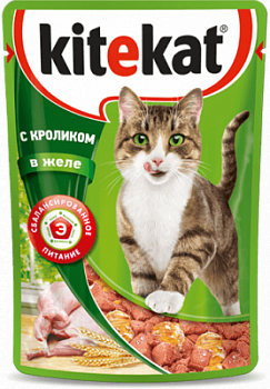 Корм влажный для кошек Китекат Кролик в желе 85г