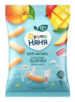 Палочки кукурузные ФрутоНяня Яблоко/Манго с 12мес 20г