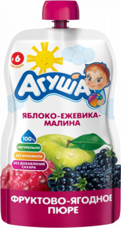 Пюре Агуша Яблоко/Ежевика/Малина с 5мес д/п 90г