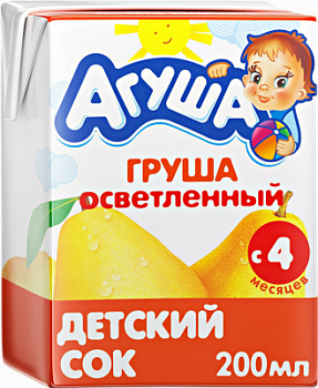 Сок Агуша Груша осветленный с 4мес т/п 200мл