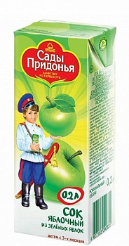 Сок Сады Придонья Зеленое Яблоко с 4-х мес т/п 0,2л