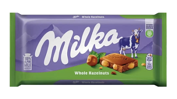 Шоколад Милка молочный Цельный фундук 95г