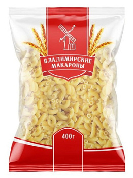 Макар изд Владимирские макароны Рожки рифленые 400г