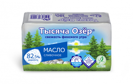 Масло сливочное Тысяча Озер 82,5% 180г БЗМЖ