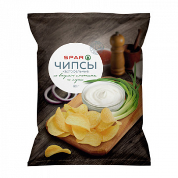 Чипсы SPAR Сметана/Лук 90г