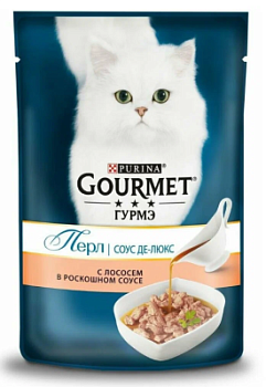 Корм влажный для кошек Гурмэ Перл Соус Де Люкс Лосось в соусе 75г